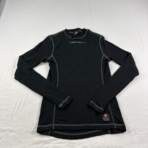 Castelli Cycling Shirt Mens Medium Black Merino Wool Base Layer Athletic Stretch